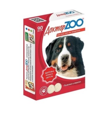 Витамины для собак Доктор Зoo с биотином /здоровье кожи и шерсти/ 90 т.