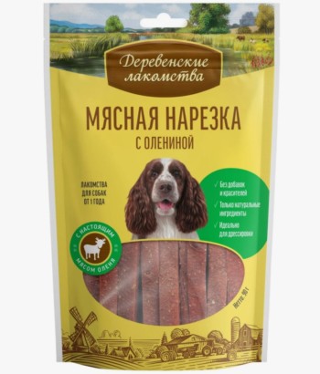 Деревенские лакомства для собак Нарезка с олениной 90 гр