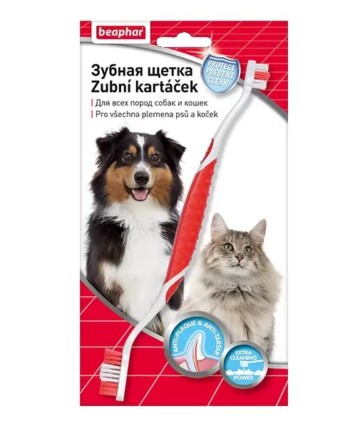 Beaphar Зубная щетка двойная для собак и кошек, 1 шт.