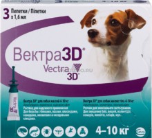 Капли Вектра 3D для собак 4 - 10 кг