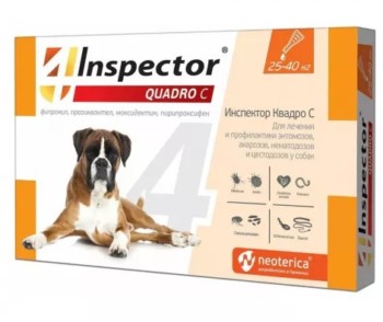 Капли Инспектор Квадро для собак от 25-40 кг 1 пипетка