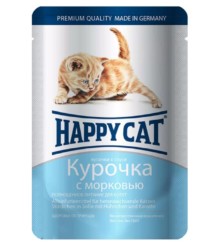 Влажный корм для котят Happy Cat, с курочкой и морковью, 100 г
