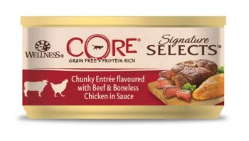 Консервы для кошек Wellness CORE Signature Selects, говядина, курица, кусочки в соусе, 79 гр