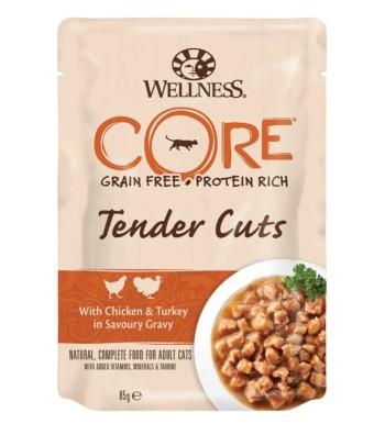 Влажный корм для кошек Wellness CORE Tender Cuts, индейка, ассорти, 85 гр