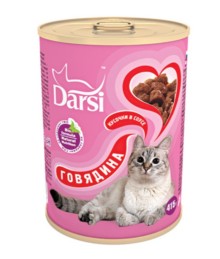 Консервы для кошек Darsi Кусочки с говядиной, 415 гр