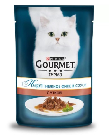 Влажный корм для кошек Gourmet Перл Нежное филе, с уткой, 85 гр