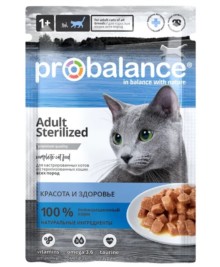 Влажный корм PROBALANCE CAT STERILIZED для взрослых кастрированных котов и стерилизованных кошек с курицей, 85 гр