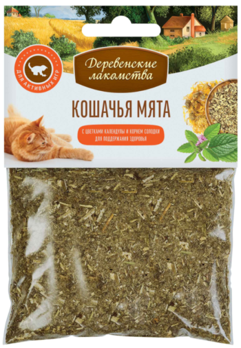 Деревенские лакомства, мята кошачья с календулой и корнем солодки, 15 гр