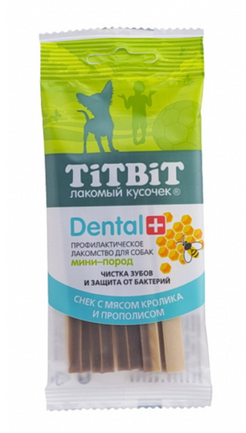Лакомство TIT BIT DENTAL+ для собак маленьких пород снек с кроликом, 25 гр