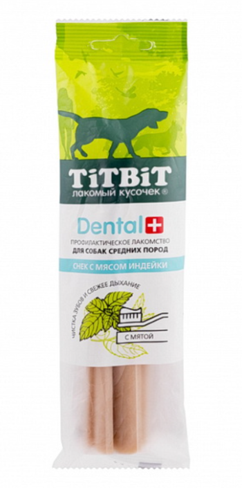 Лакомство для собак средних пород TiTBiT Dental+ с мясом индейки, 85 гр