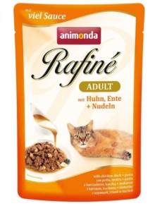 Консервы ANIMONDA RAFINE ADULT HUHN & ENTE PLUS NUDELN для взрослых кошек коктейль с курицей, уткой и пастой, 100 гр