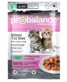 Корм для котят Probalance 85г Kitten 1st Diet кролик в желе пауч