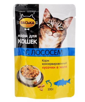 Влажный корм для кошек Васька, лосось, 100 гр