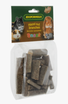Лакомство для грызунов ZOOFORMULA Hazel Nut Branches, веточки орешника, 90 гр